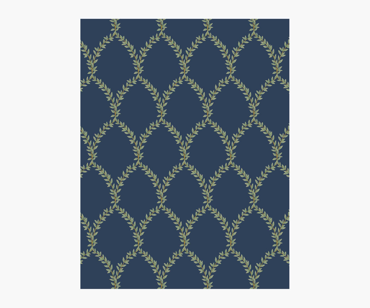 Laurel Wallpaper Sample - Navy