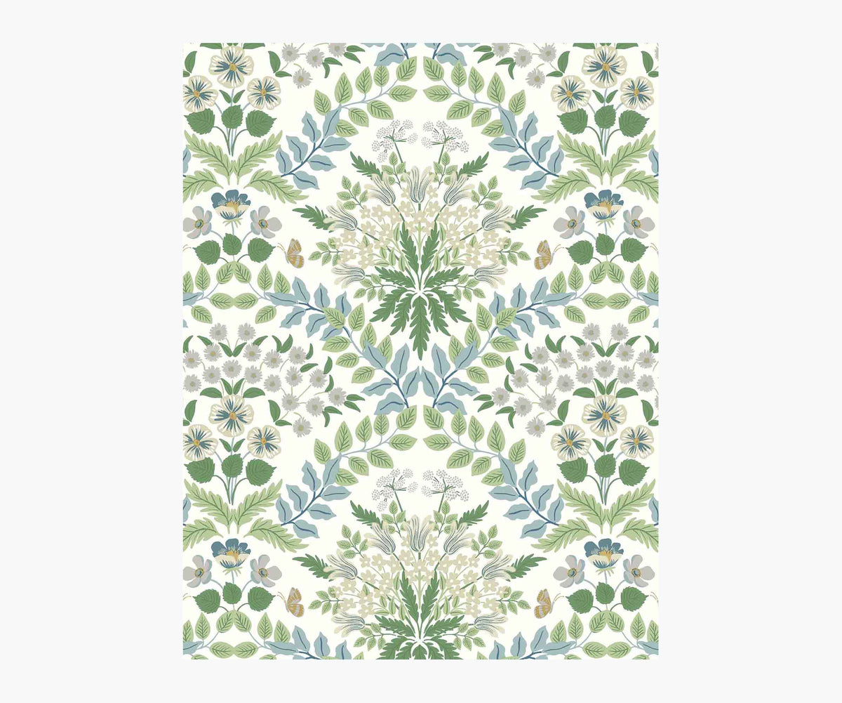 Bramble Wallpaper Sample - Blue & Green
