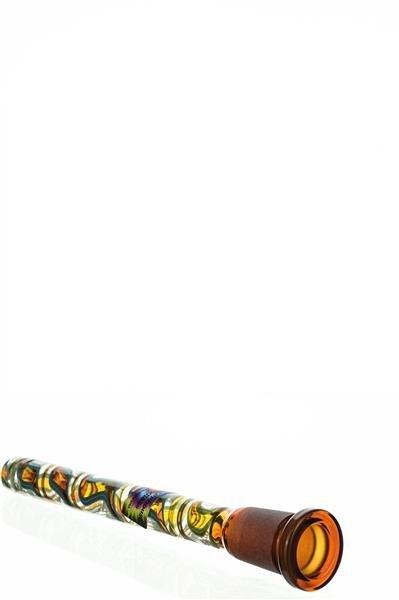 Close-up of Waterhouse Glass 6 inch worked downstem with 6 slits - Smoke Spot Smoke Shop