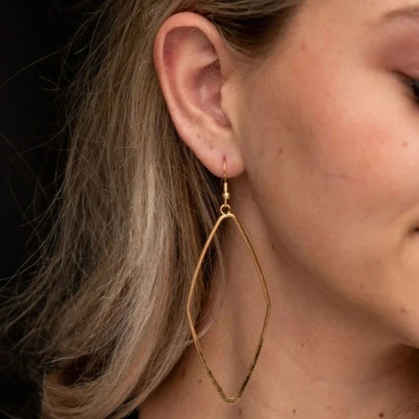 West & Co. Burnished Gold Large Diamond Shaped Hoop Earrings