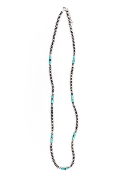 West & Co. Burnished Silver Disc & Turquoise Cluster Beaded Necklace