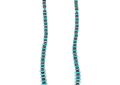 West & Co. Turquoise & Silver Navajo Inspired Pearl Graduated Disc Beaded Necklace