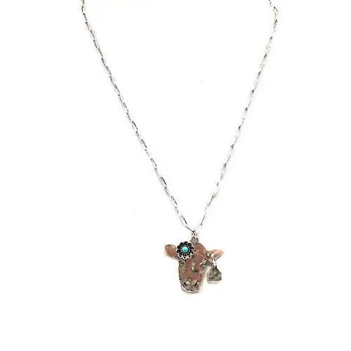 Western Heifer with Turquoise Flower Necklace