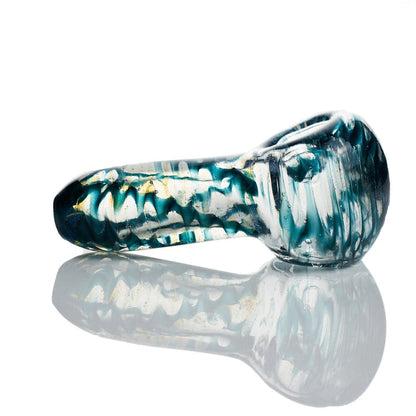 Close-up of Westie glass colorful blue green spoon handpipe - Smoke Spot