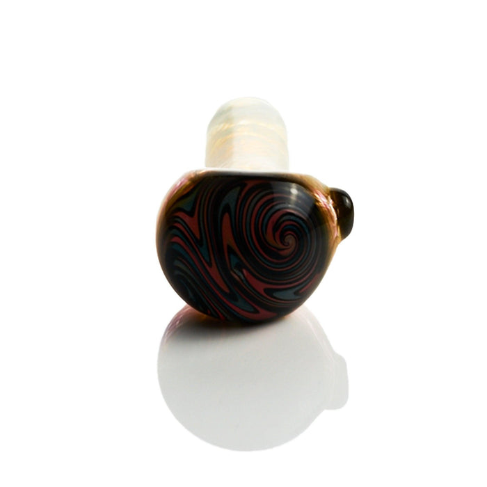 Close-up of Westie Glass Spoon Fumed Window Design in Crystal Bliss and Gourmet Dark Colors