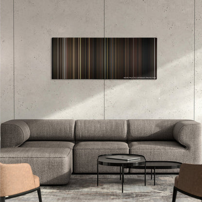 What We Do in the Shadows color palette canvas on a concrete wall above a gray sectional sofa