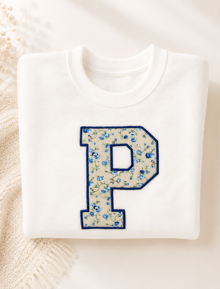 White Applique Initial Jumper