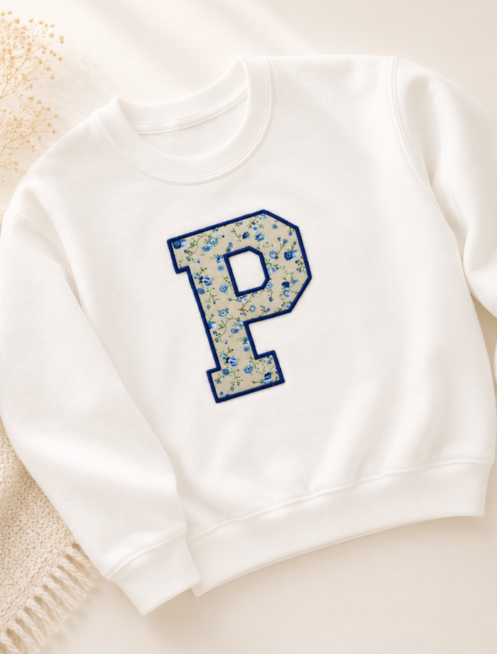 White Applique Initial Jumper