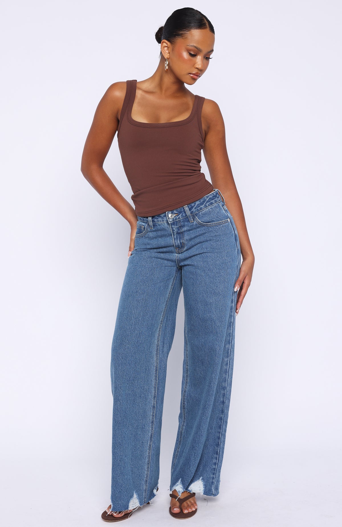Big City Dreams Mid Rise Wide Leg Jeans Admiral Blue