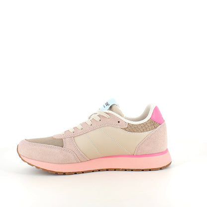WODEN Ronja – Ivory/Blush | Komfortabel lädersneaker med korksula
