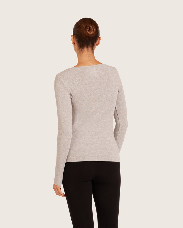 Women's Base Layer Long Sleeve Top - Light Grey Marl