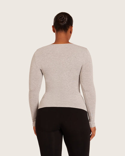 Women's Base Layer Long Sleeve Top - Light Grey Marl