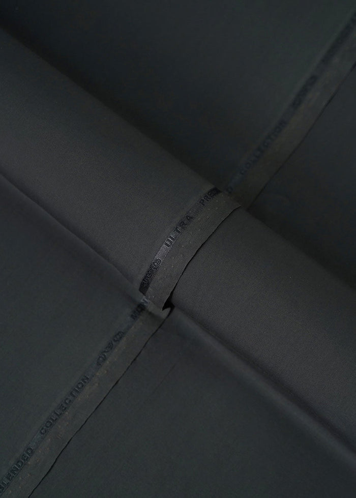 Black fabric with stitched seam and printed label on the edge
