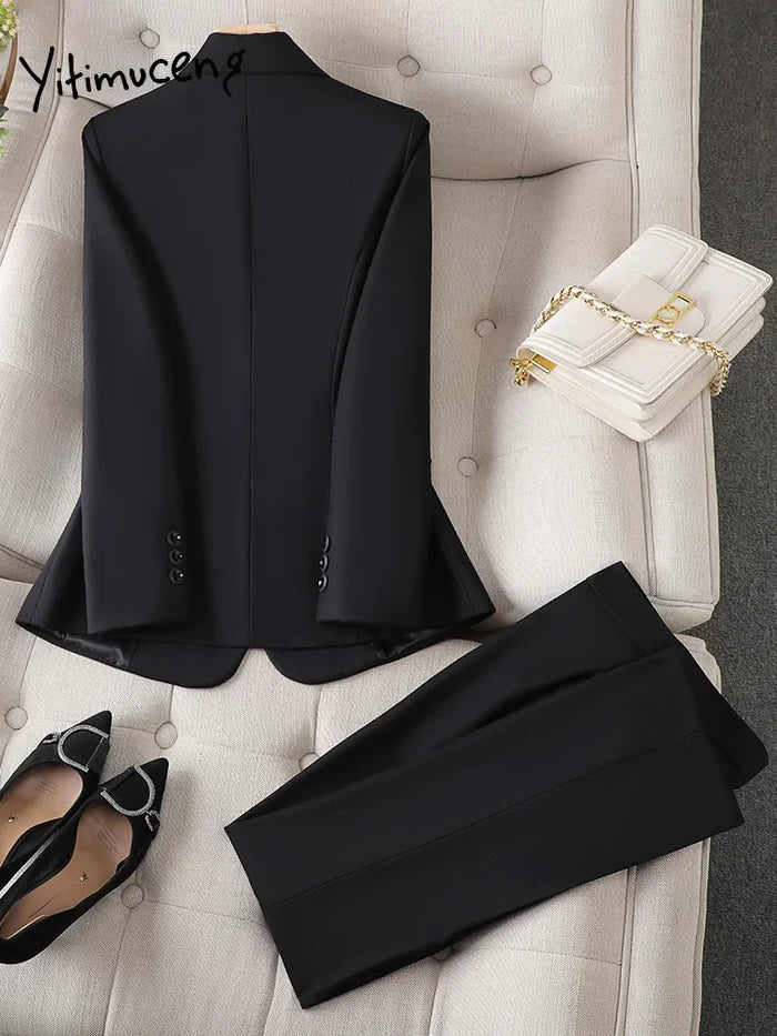 Black women's blazer 2pc professional suit uk-ftf