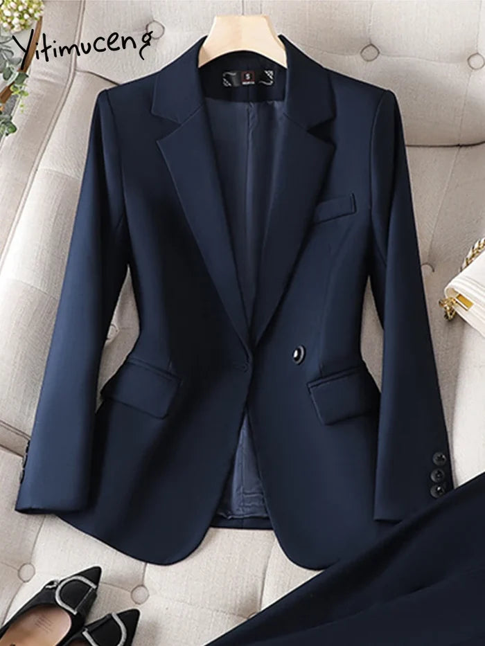 Navy blazer suit set career wear women uk-ftf