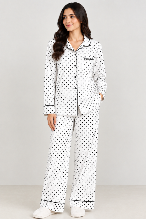 WOMEN’S POLKA DOT PAJAMA SET | SOFT SINGLE JERSEY SLEEPWEAR