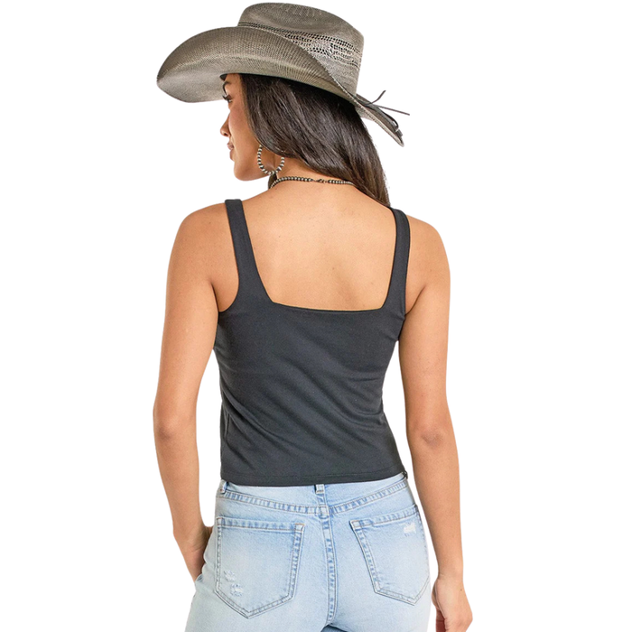 Women's Rock & Roll Denim Buckle Tank in Black
