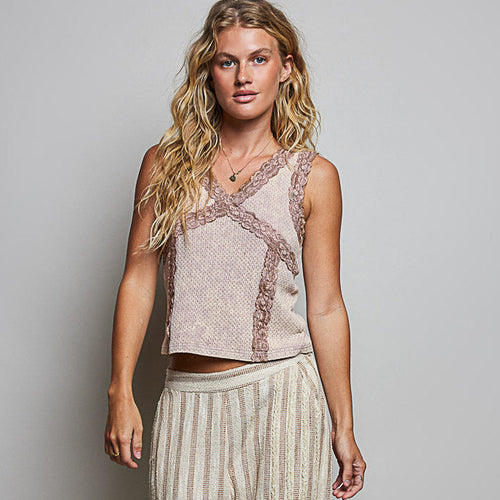 Women's Vintage Washed Tank in Cocoa Mauve