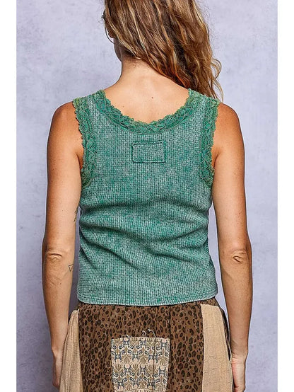 Women's Vintage Washed Tank in Pine Green