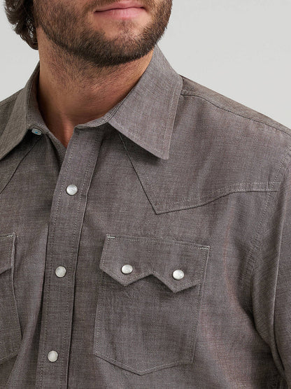 Wrangler Men's L/S Cody Johnson Two Pocket Snap Shirt in Black Olive