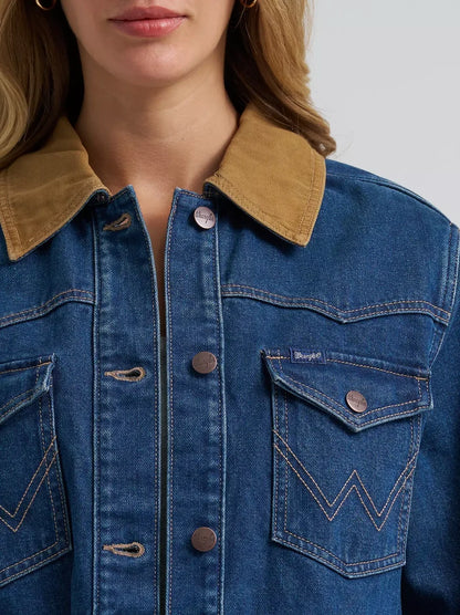Wrangler Women's Denim Cinched Waist Barn Jacket in Denim
