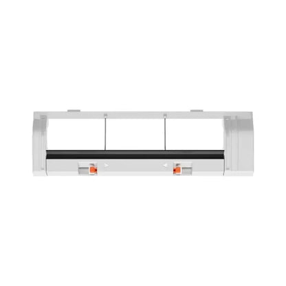 a white wall mounted light with a black strip