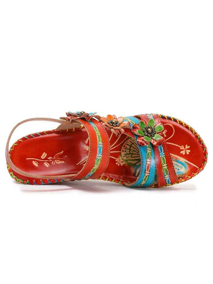 Zaria Flowers Embossing Sandals