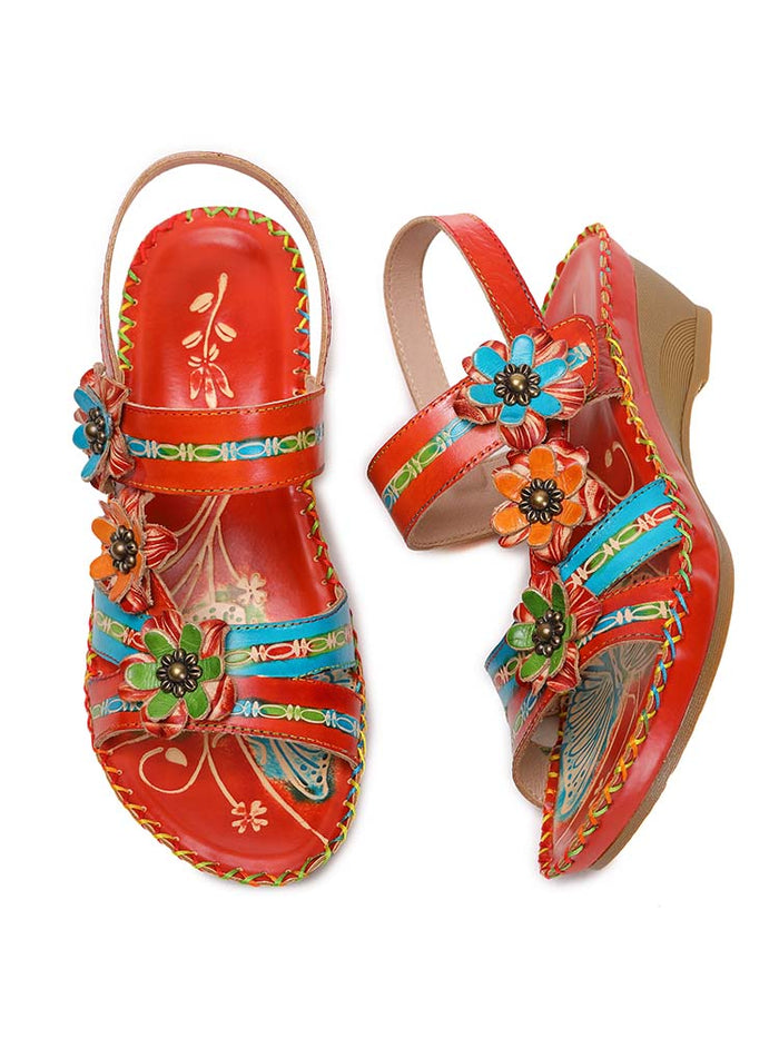 Zaria Flowers Embossing Sandals