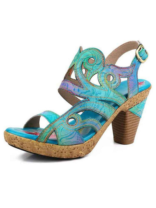 Zendaya Hand-painted Genuine Leather Sandals