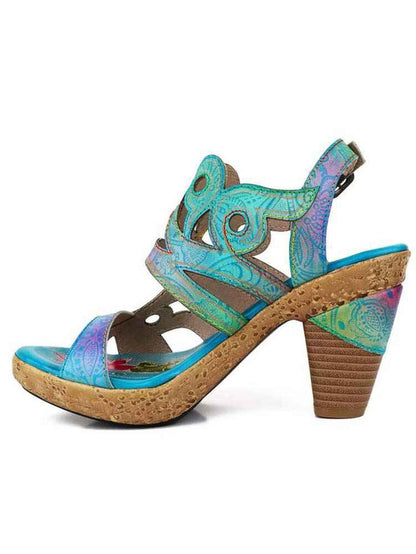 Zendaya Hand-painted Genuine Leather Sandals