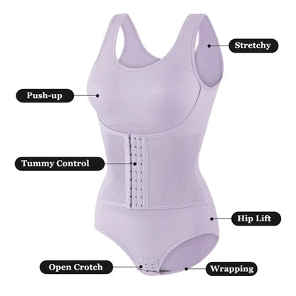 Purple Zipper tummy control seamless sculpting bodysuit FTF Market UK