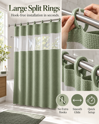 Double Layer Waffle-Pattern Shower Curtain