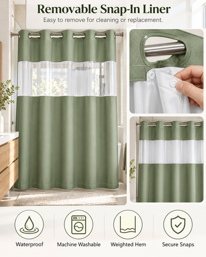 Double Layer Waffle-Pattern Shower Curtain
