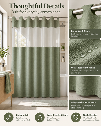 Double Layer Waffle-Pattern Shower Curtain